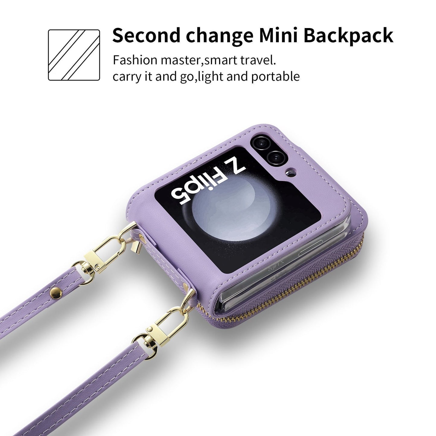 Leather Crossbody Wallet Case for Z Flip 5