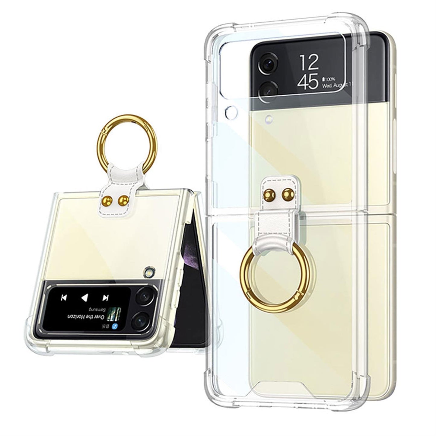 Transparent Case with Ring Bracket For Samsung Galaxy Z Flip 4
