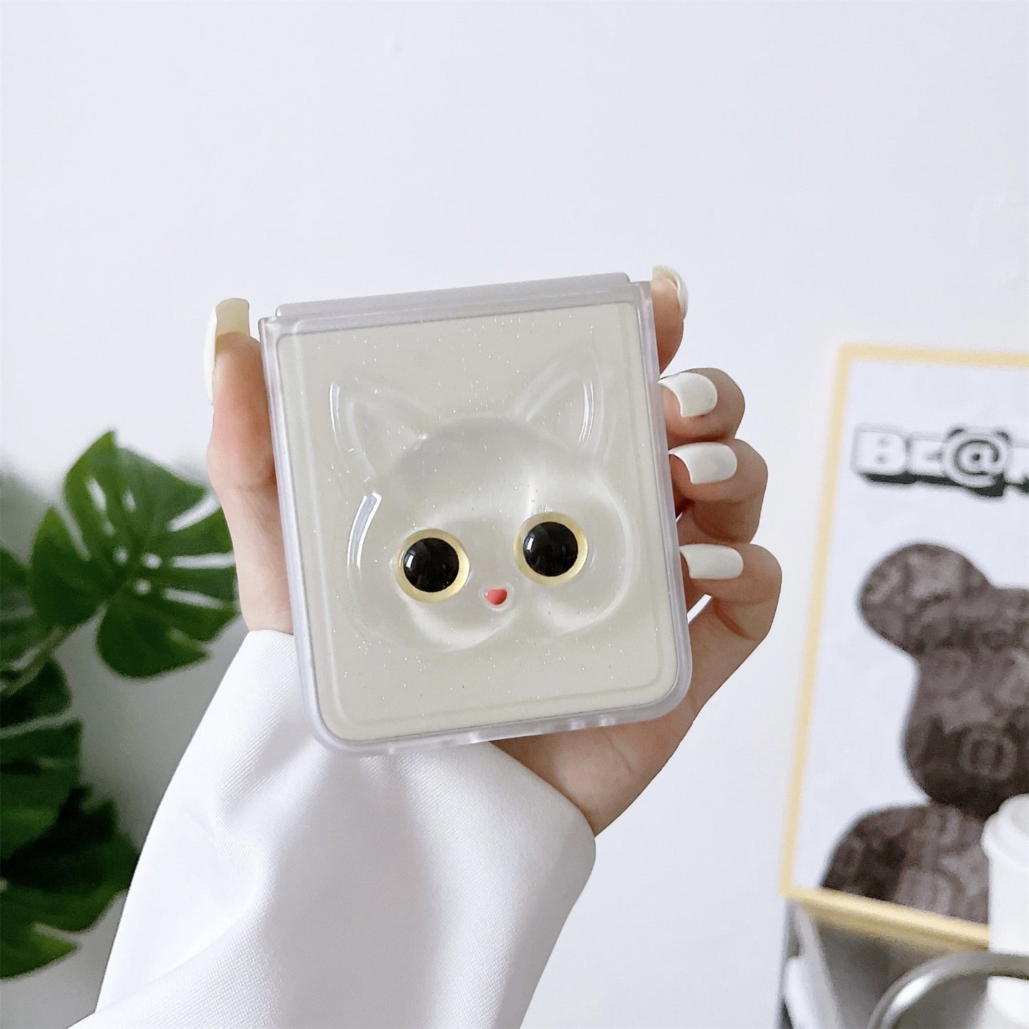 Luxury Cute Cat Transparent Case for Samsung Galaxy Z Flip 4