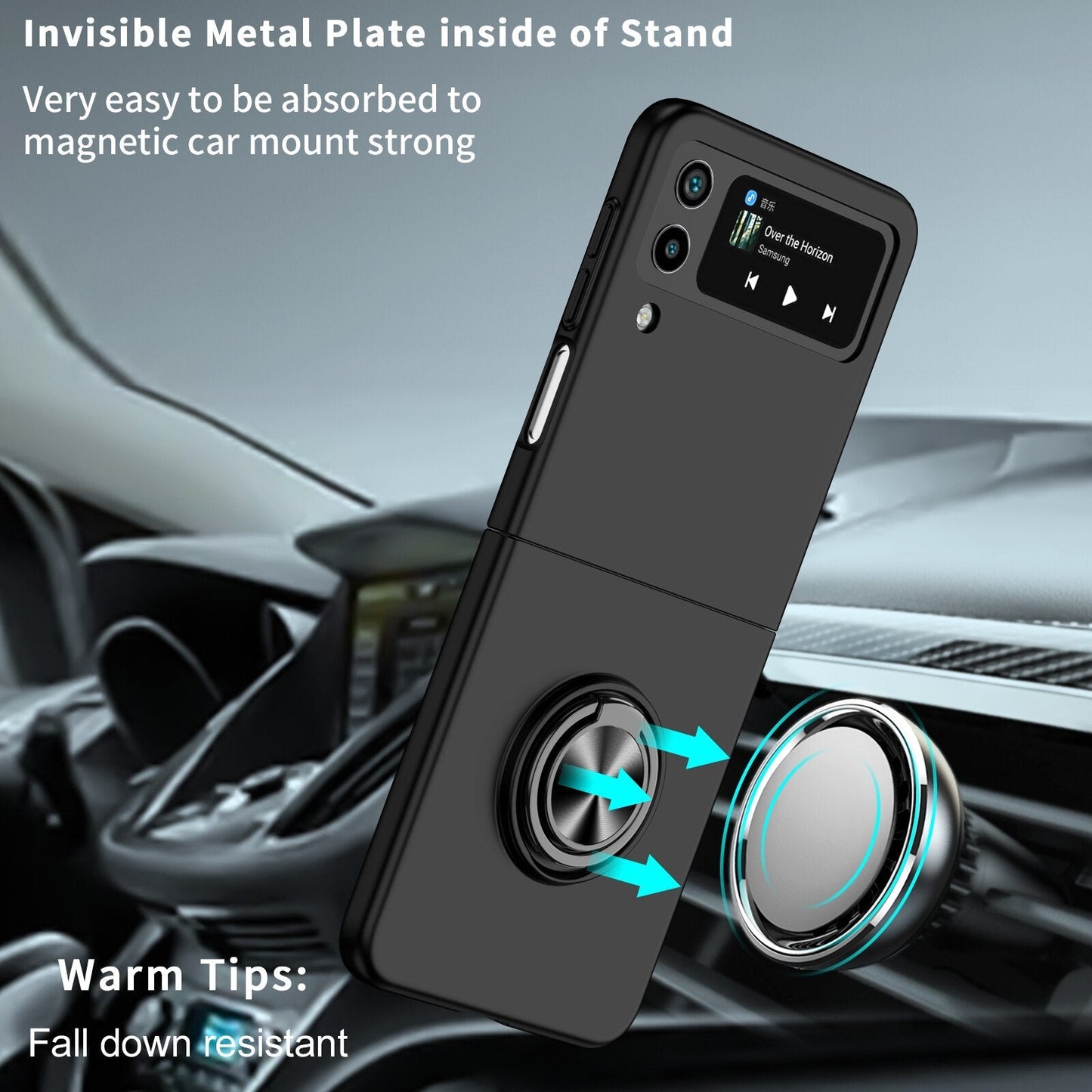 Ultra Thin Case with Magnetic Ring Bracket for Samsung Galaxy Z Flip 4