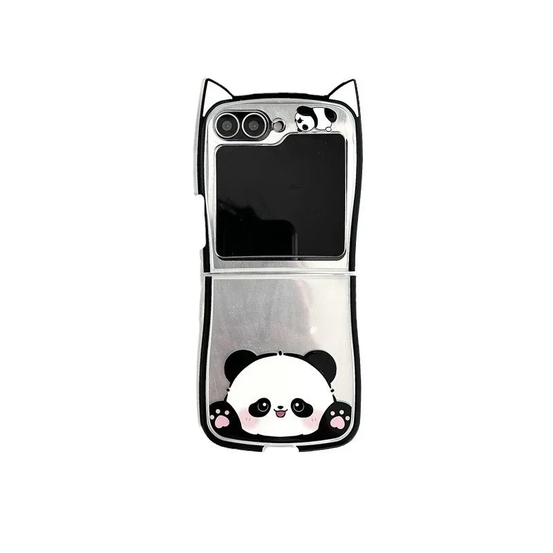 Cute Panda Cat Ears Phone Case for Samsung Galaxy Z Flip 3/4/5/6