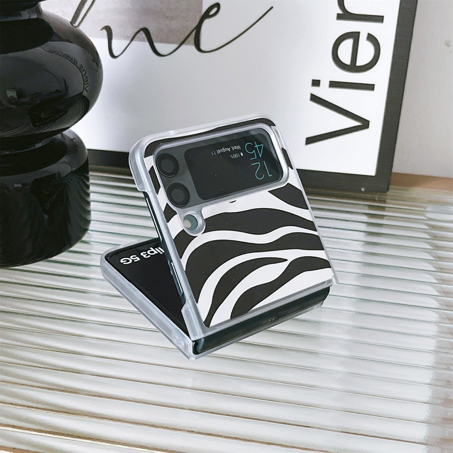 Luxury Zebra Pattern Transparent Case for Samsung Galaxy Z Flip 4