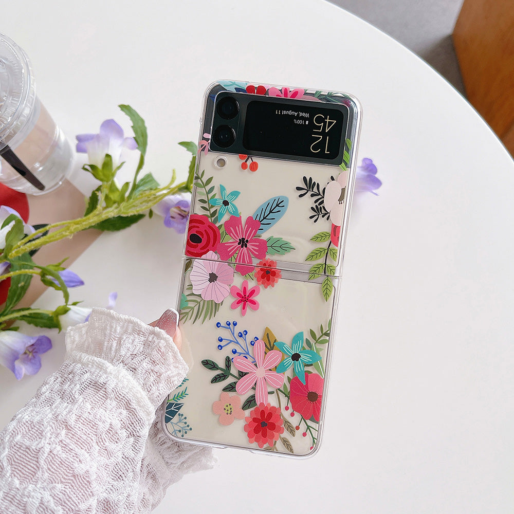 Colorful Flower Case with Bracelet For Galaxy Z Flip 4