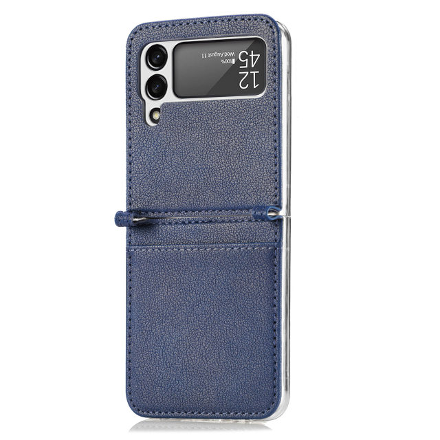 Leather Case With Card Holder For Z Flip 4