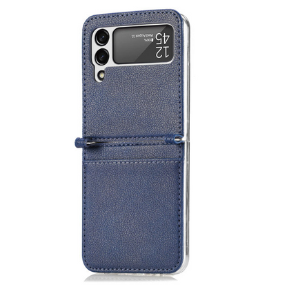 Leather Case With Card Holder For Z Flip 4