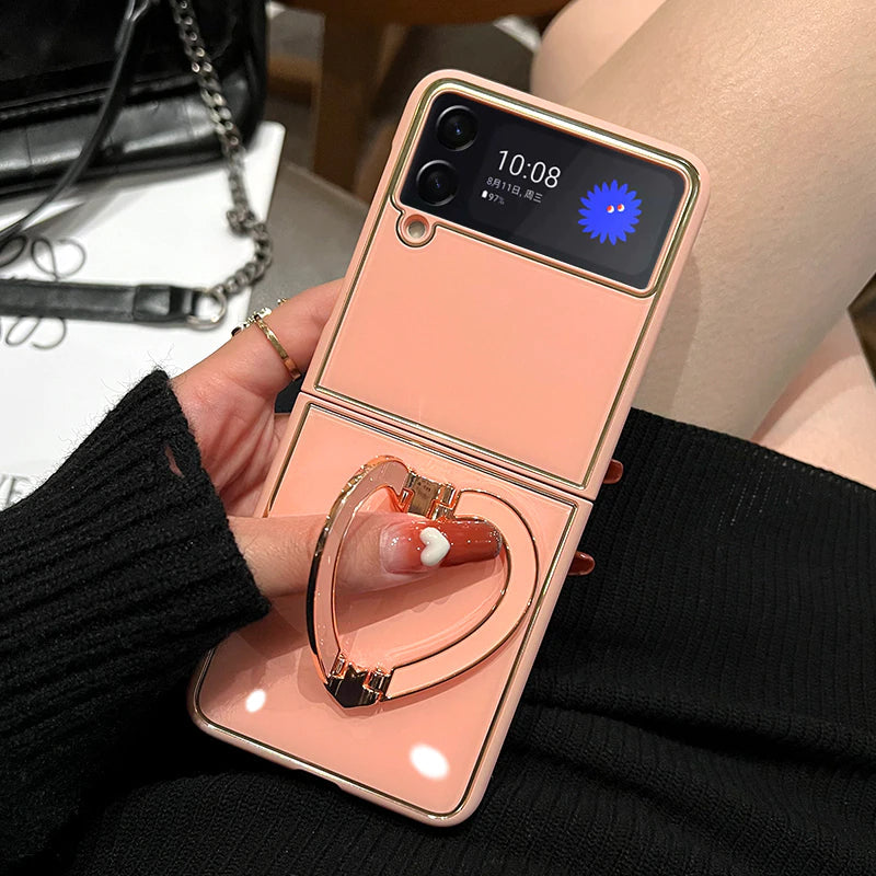 Luxury Heart Bracket Case For Samsung Galaxy Z Flip 4 5G