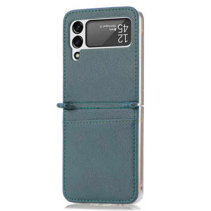Leather Case With Card Holder For Z Flip 4