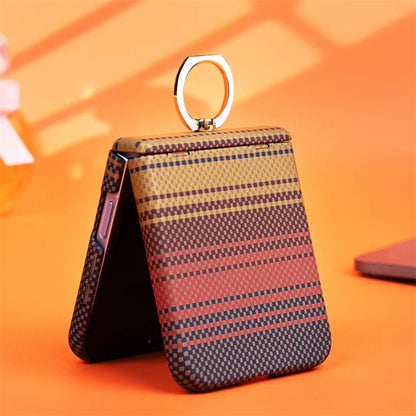 Real Carbon Fiber Magnetic Wireless Charging Skin-Feel Hard Phone Case Cover for Samsung Z Flip 3 / 4 / 5 / 6 / 7