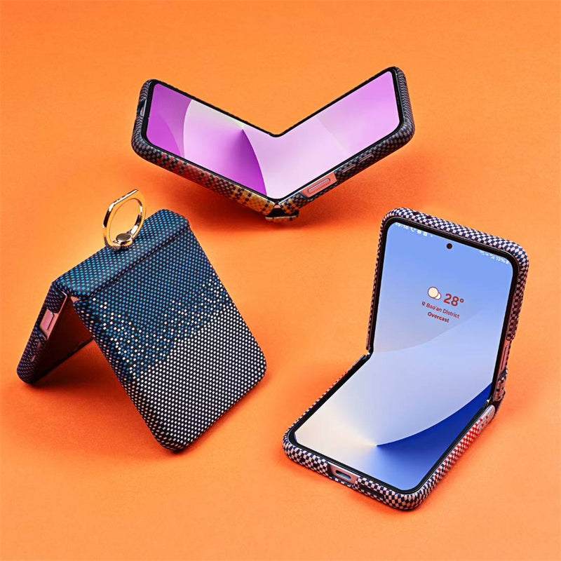 Real Carbon Fiber Magnetic Wireless Charging Skin-Feel Hard Phone Case Cover for Samsung Z Flip 3 / 4 / 5 / 6 / 7