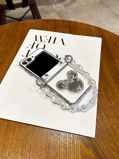 CUTE CARTOON MIRROR CASE FOR GALAXY Z FLIP 5