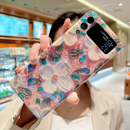 Blu-ray Oil Painting Flowers Case For Samsung Galaxy Z Flip 4