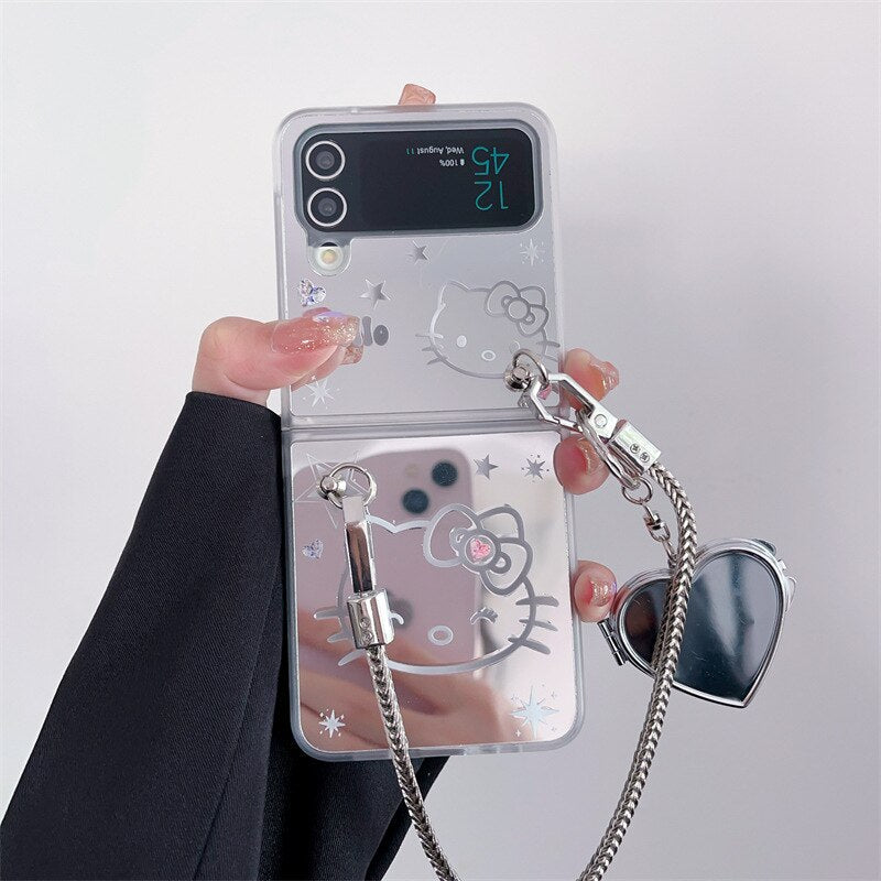 Cute Cartoon Mirror Case For Samsung Galaxy Z Flip 5