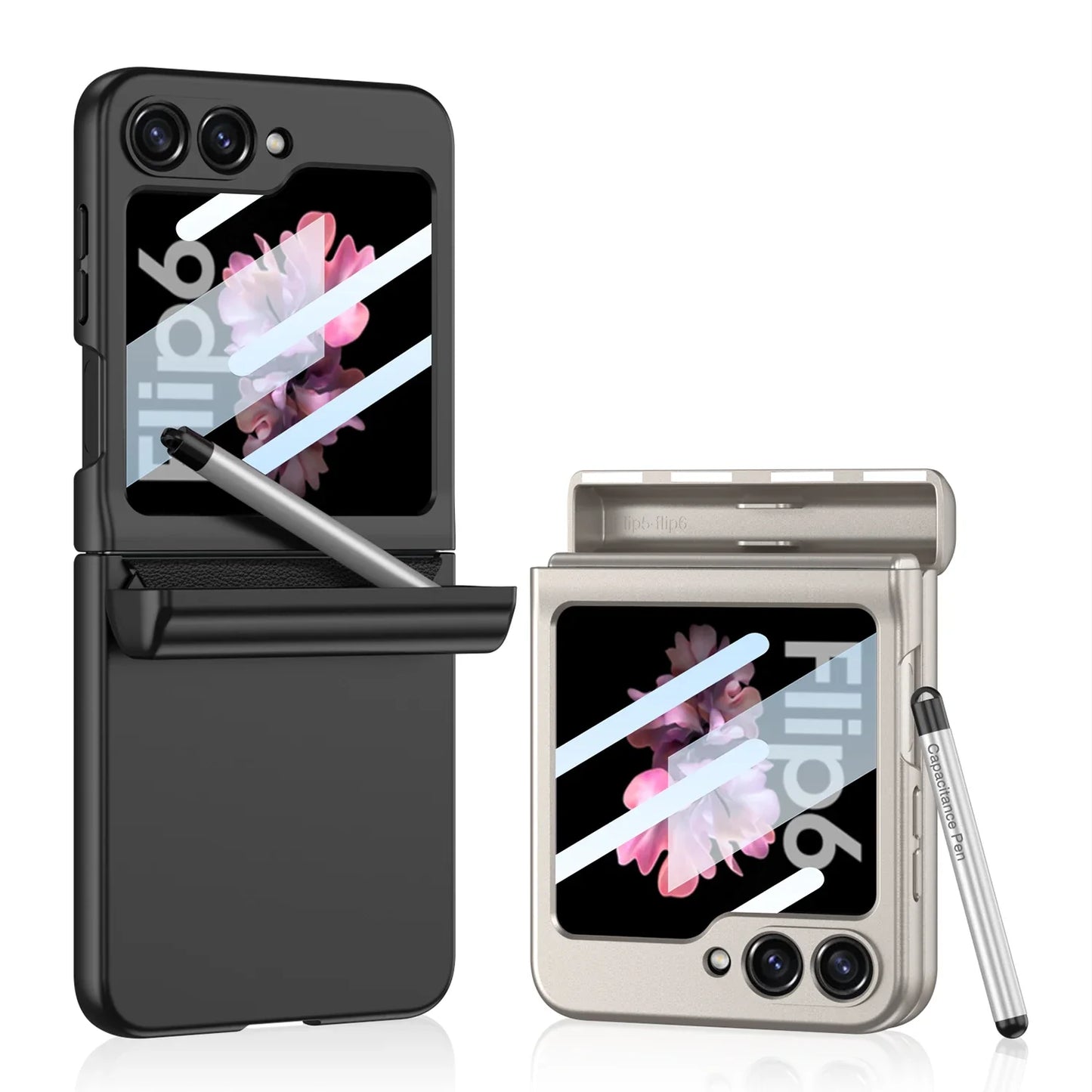 Shockproof Case with Magnetic Hinge Protection and Touch Pen for Samsung Galaxy Z Flip 6