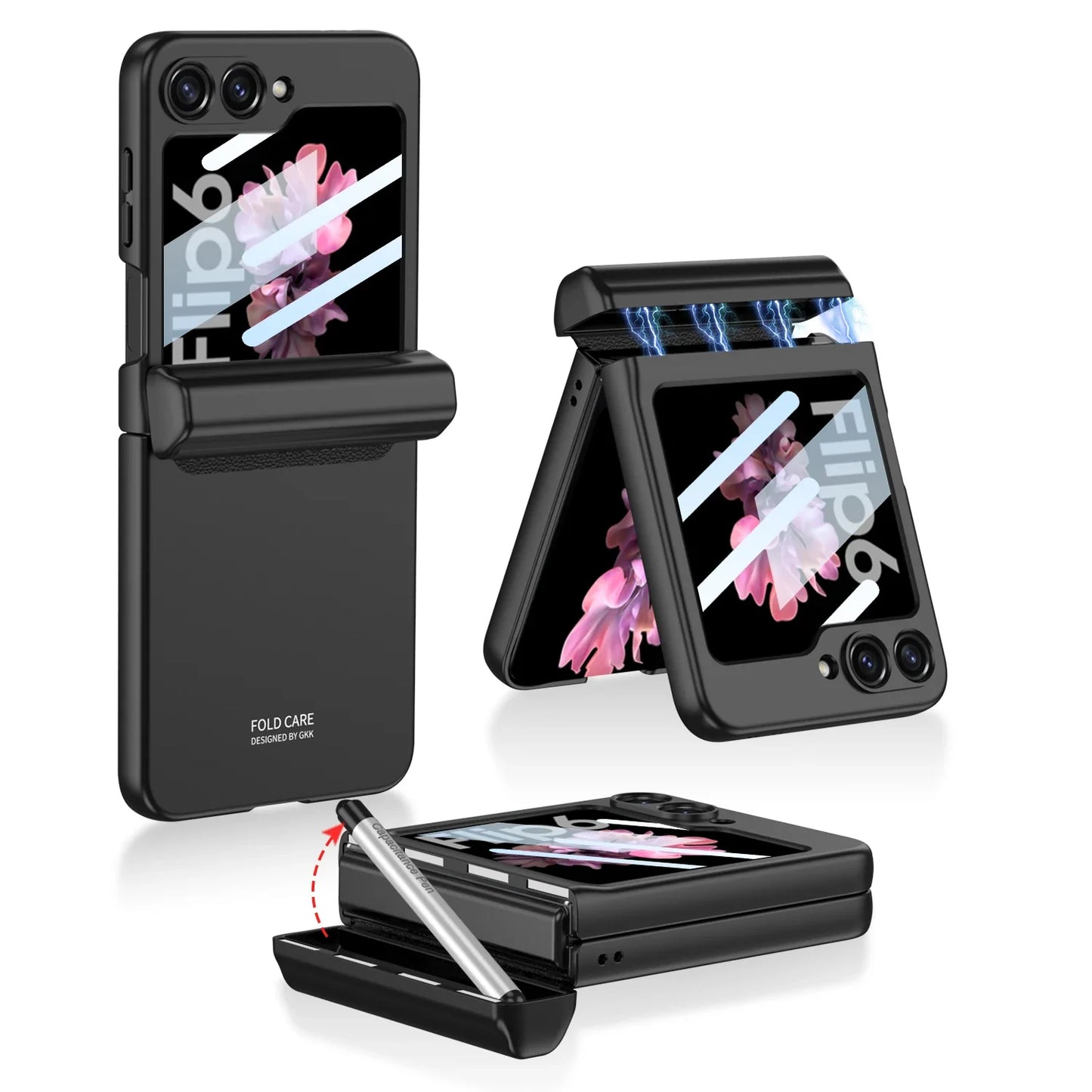 Shockproof Case with Magnetic Hinge Protection and Touch Pen for Samsung Galaxy Z Flip 6