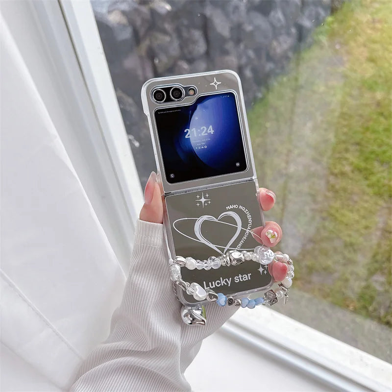 Korean Love Heart Mirror Case for Samsung Galaxy Z Flip