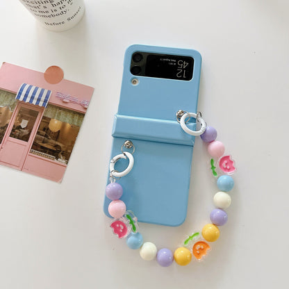 Cute Colorful Flowers Bracelet Phone Case For Samsung Galaxy Z Flip 4