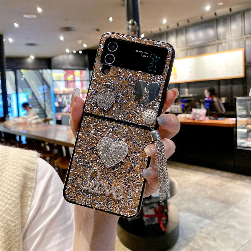 Luxury Heart Diamond Case for Samsung Galaxy Z Flip 3/4/5