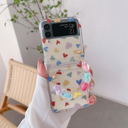 Cute Flower Bracelet Chain Heart Case for Samsung Galaxy Z Flip 4