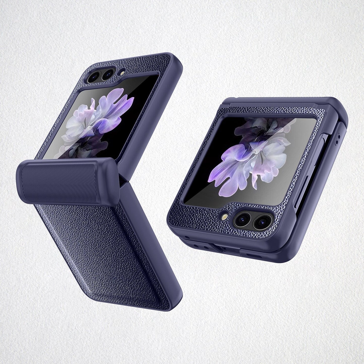 Leather Shockproof Cover with Front Screen Glass For Samsung Galaxy Z Flip 5