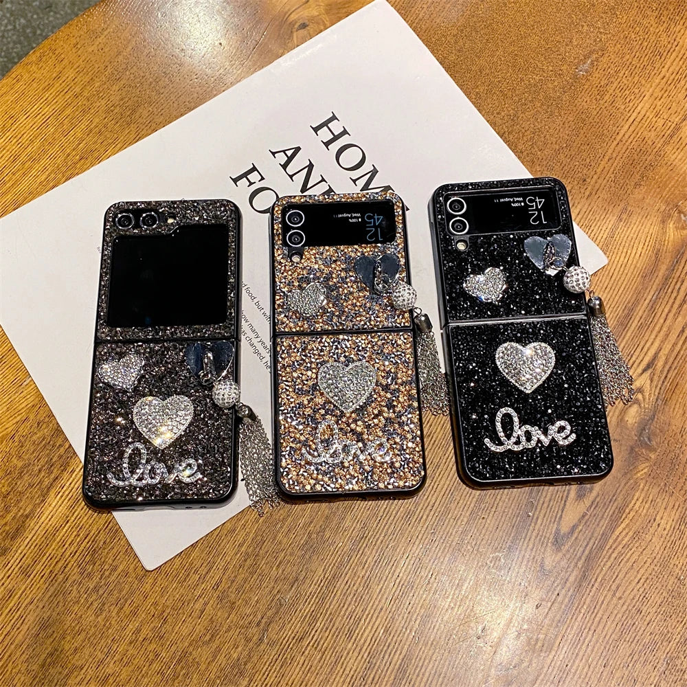 Luxury Heart Diamond Case for Samsung Galaxy Z Flip 3/4/5
