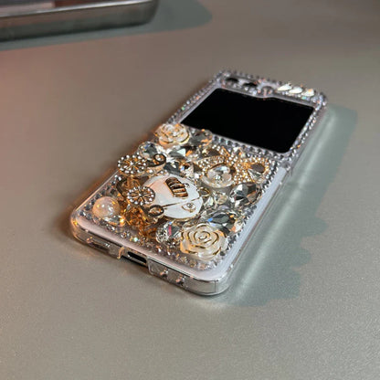 Bling Diamond Flower Bear Case for Samsung Galaxy Z Flip 3/4/5/6