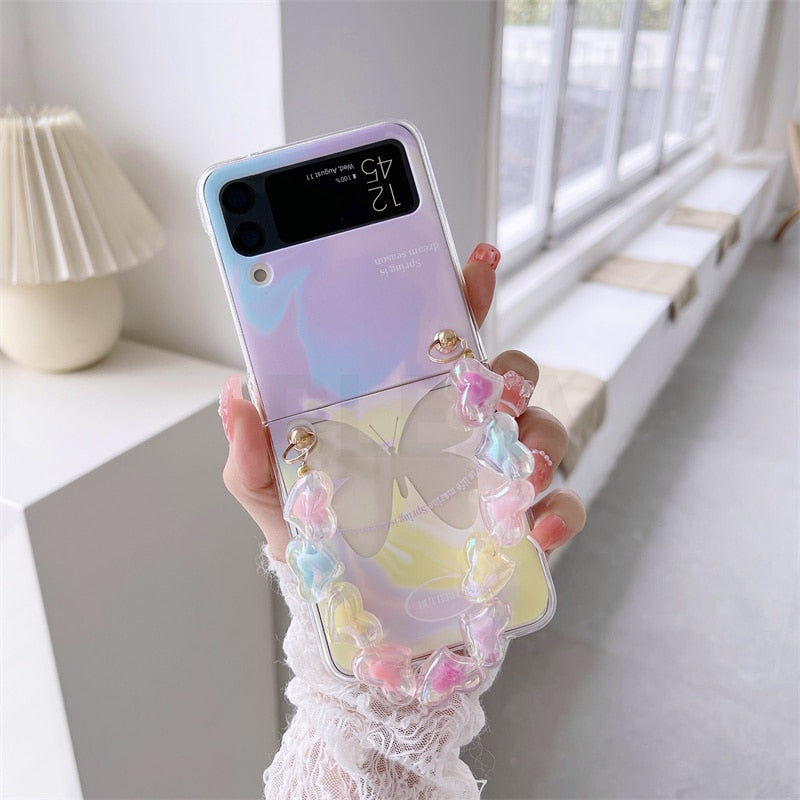 Cute Butterfly Bracelet Phone Stand Case For Samsung Galaxy Z Flip 4