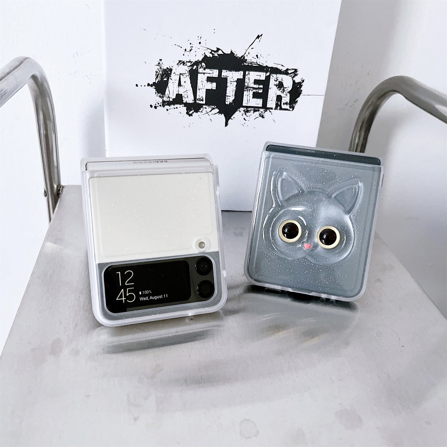 Luxury Cute Cat Transparent Case for Samsung Galaxy Z Flip 4