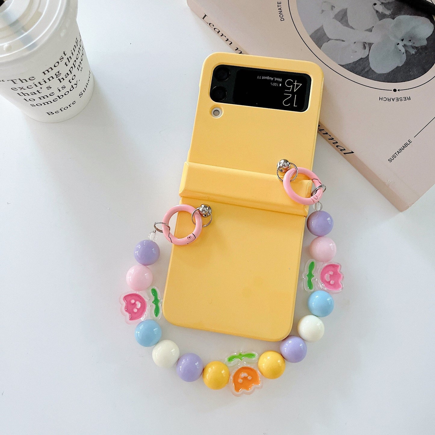Cute Colorful Flowers Bracelet Phone Case For Samsung Galaxy Z Flip 4