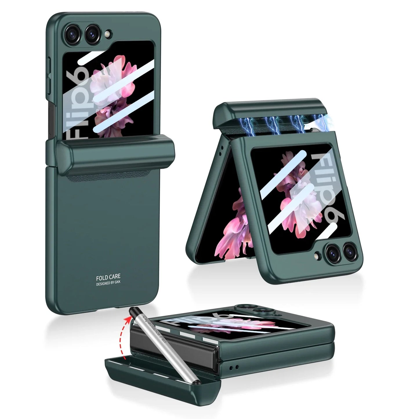 Shockproof Case with Magnetic Hinge Protection and Touch Pen for Samsung Galaxy Z Flip 6