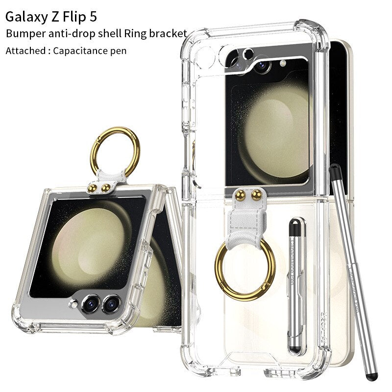 Transparent Shockproof Case with Ring holder for Samsung Galaxy Z Flip 5