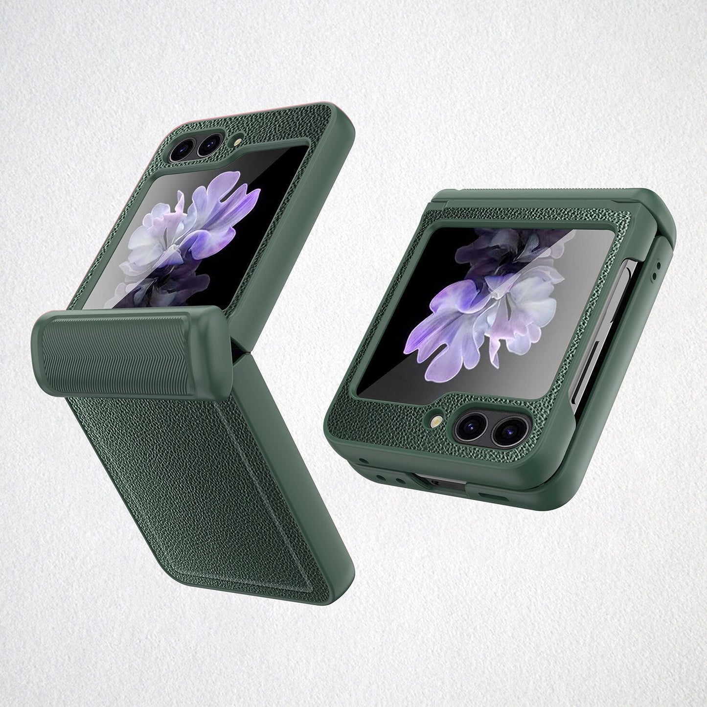 Leather Shockproof Cover with Front Screen Glass For Samsung Galaxy Z Flip 5