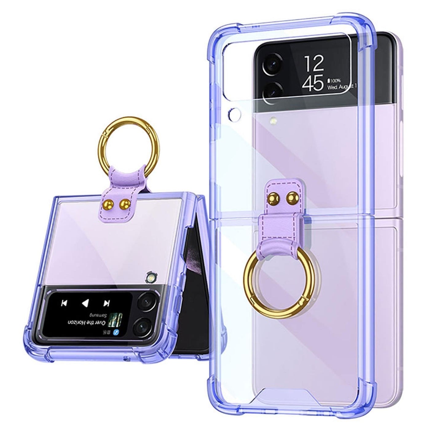 Transparent Case with Ring Bracket For Samsung Galaxy Z Flip 4