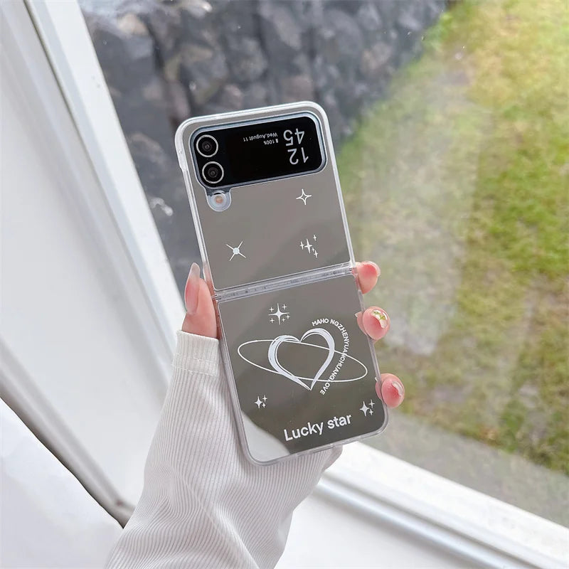 Korean Love Heart Mirror Case for Samsung Galaxy Z Flip
