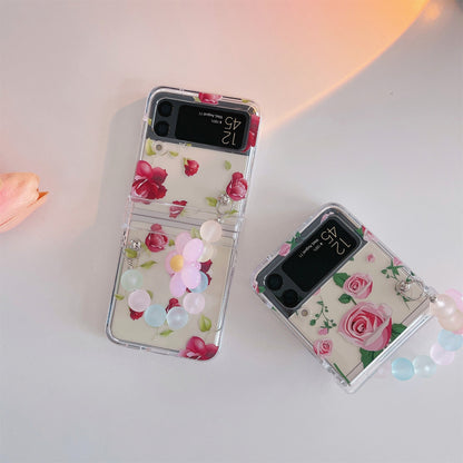 Cute Rose Flower Bracelet Case for Samsung Galaxy Z Flip 4
