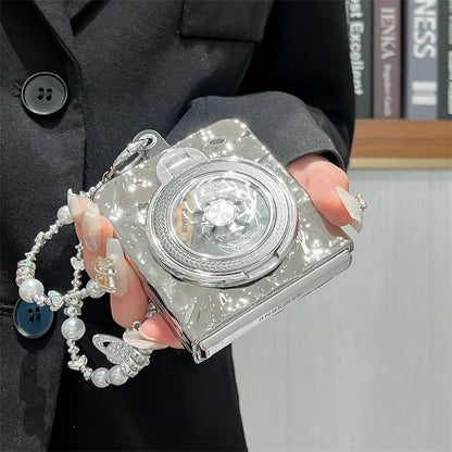 Luxury Silver Folded Texture Stand Phone Case for Samsung Galaxy Z Flip 3/4/5/6