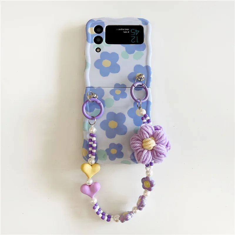 Cute Blue Flower Case for Samsung Galaxy Z Flip 3/4/5