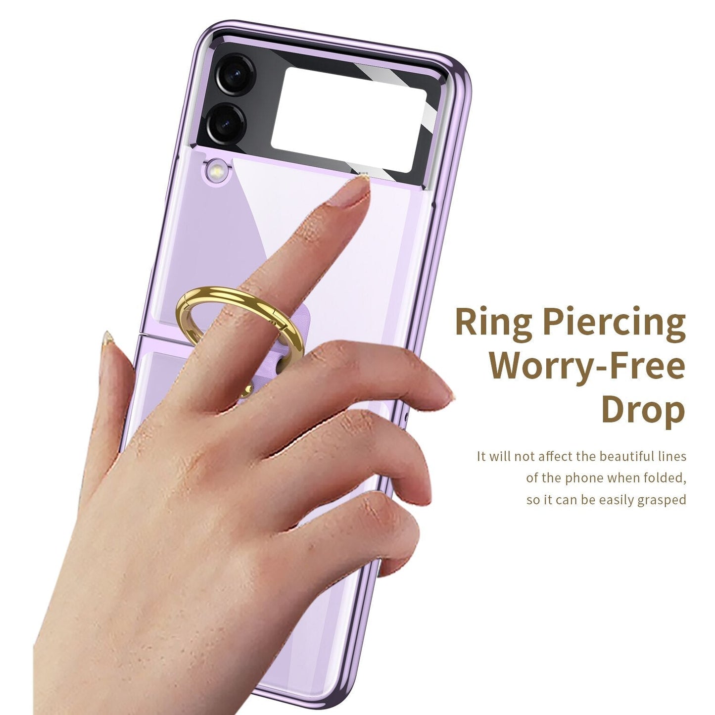 Transparent Case with Ring Holder for Samsung Galaxy Z Flip 4