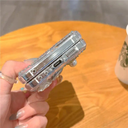 Bling Diamond Flower Bear Case for Samsung Galaxy Z Flip 3/4/5/6