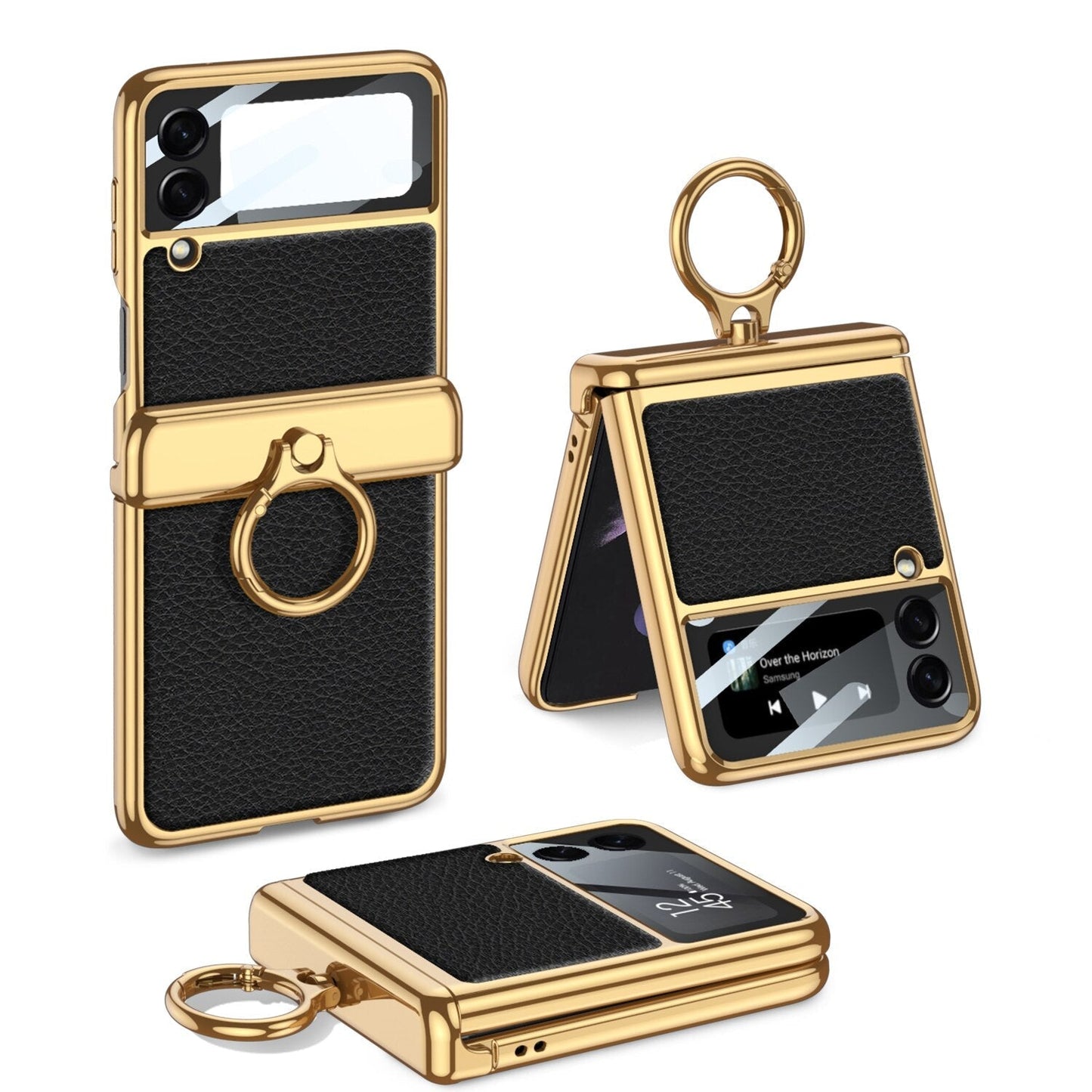 Magnetic Leather Case with Ring Holder For Samsung Galaxy Z Flip 4