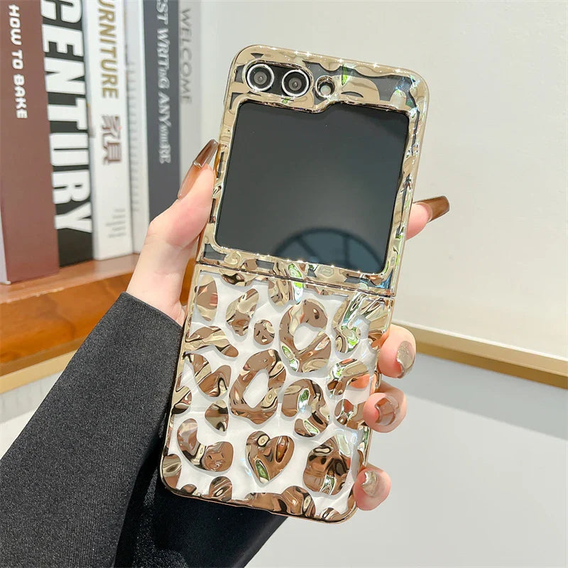 Luxury Leopard Print Phone Case for Samsung Galaxy Z Flip 3/4/5/6