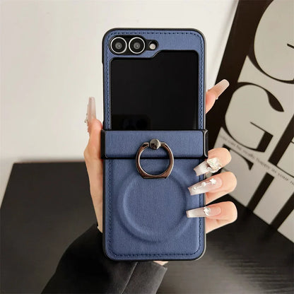 Leather Ring Holder Case for Galaxy Z Flip Series