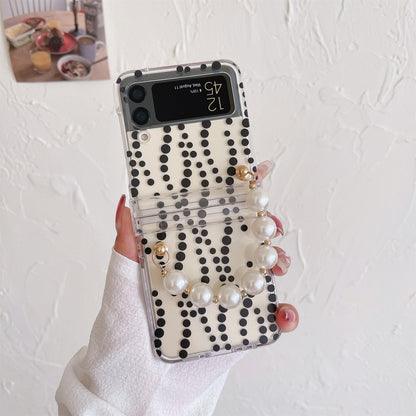 Transparent Case with Pearl Bracelet for Samsung Galaxy Z Flip 4