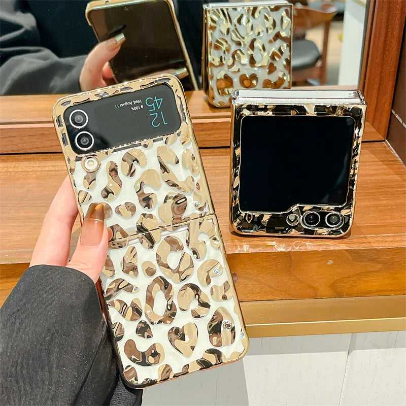 Luxury Leopard Print Phone Case for Samsung Galaxy Z Flip 3/4/5/6