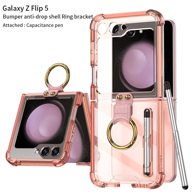 Transparent Shockproof Case with Ring holder for Samsung Galaxy Z Flip 5