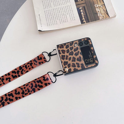 Crossbody Leopard Case with Bracket Holder For Samsung Galaxy Z Flip 4