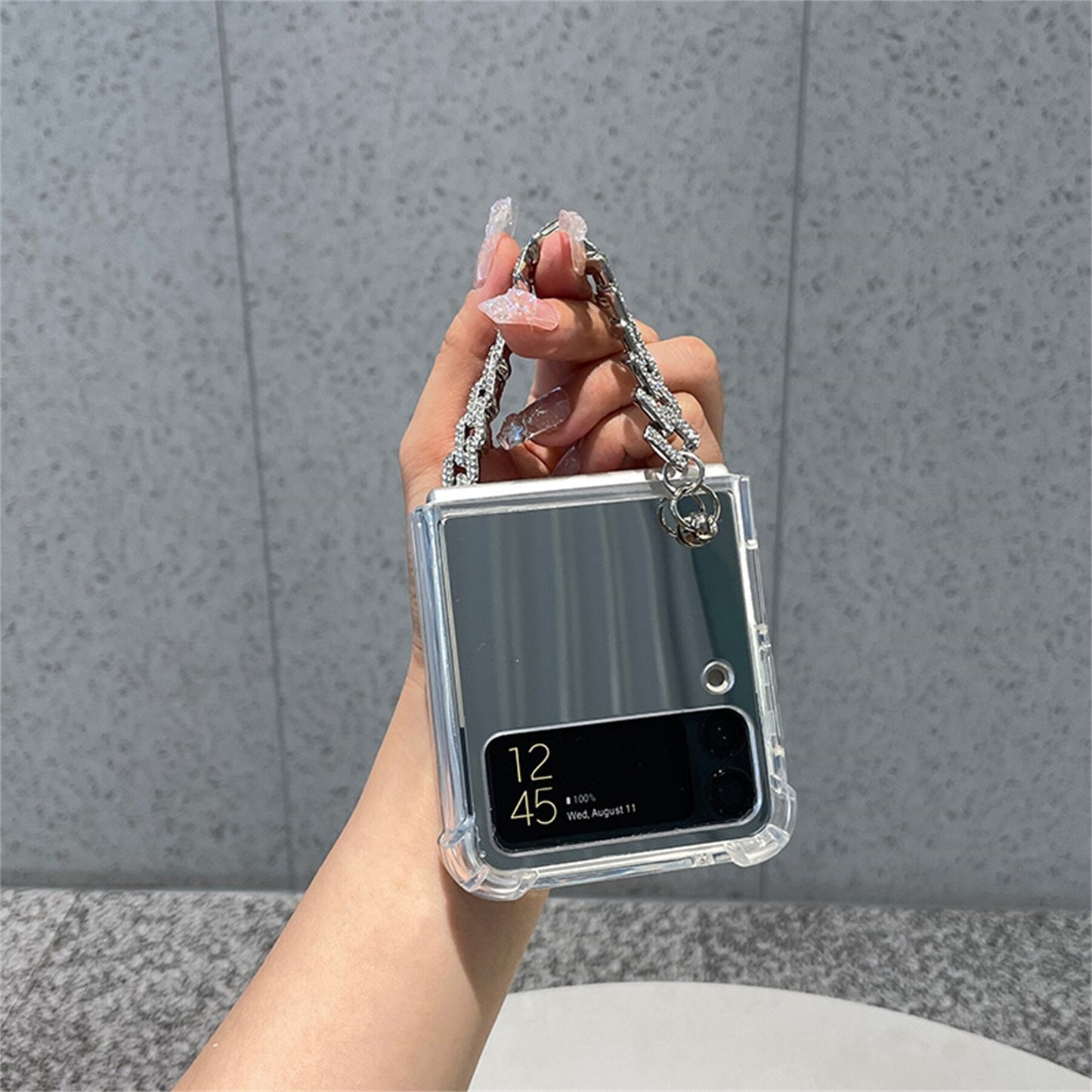 Luxury Rhinestone Bracelet Mirror Case for Samsung Galaxy Z Flip 4