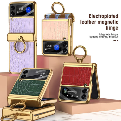 Magnetic Leather Case with Ring Holder For Samsung Galaxy Z Flip 4