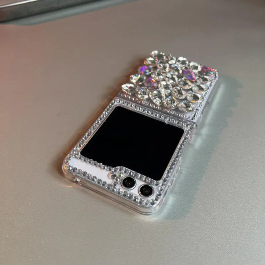 Bling Diamond Flower Bear Case for Samsung Galaxy Z Flip 3/4/5/6