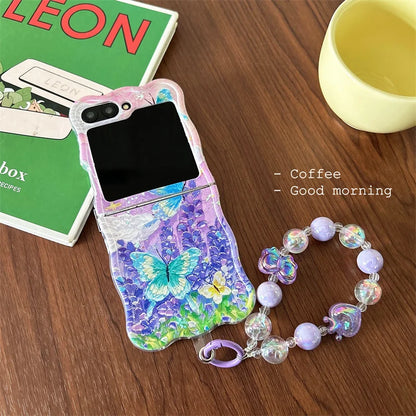 Cute Moon Butterfly Bracelet Phone Case for Samsung Galaxy Z Flip 3/4/5/6