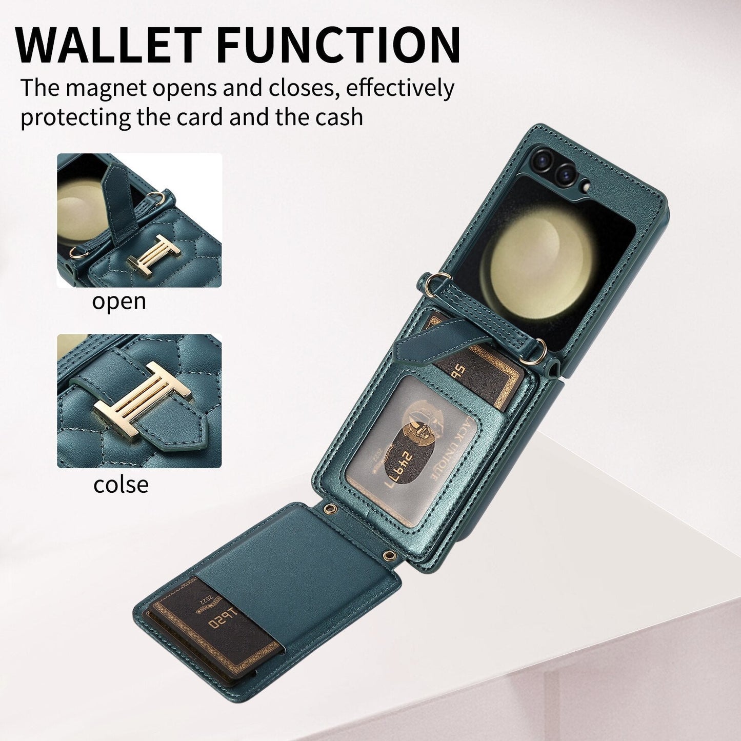 Luxury Crossbody Leather Case For Samsung Galaxy Z Flip 5